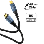 Кабель Type-C – Type-C Thunderbolt 4 240Вт 40Гбіт/с 8К 60Гц DP1.4 з обплетенням - Зображення 2