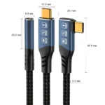 Кабель-подовжувач Type-C male – Type-C female Thunderbolt 4 240Вт 40Гбіт/с 8К 60Гц DP1.4 з обплетенням 0.8 м - Зображення 6